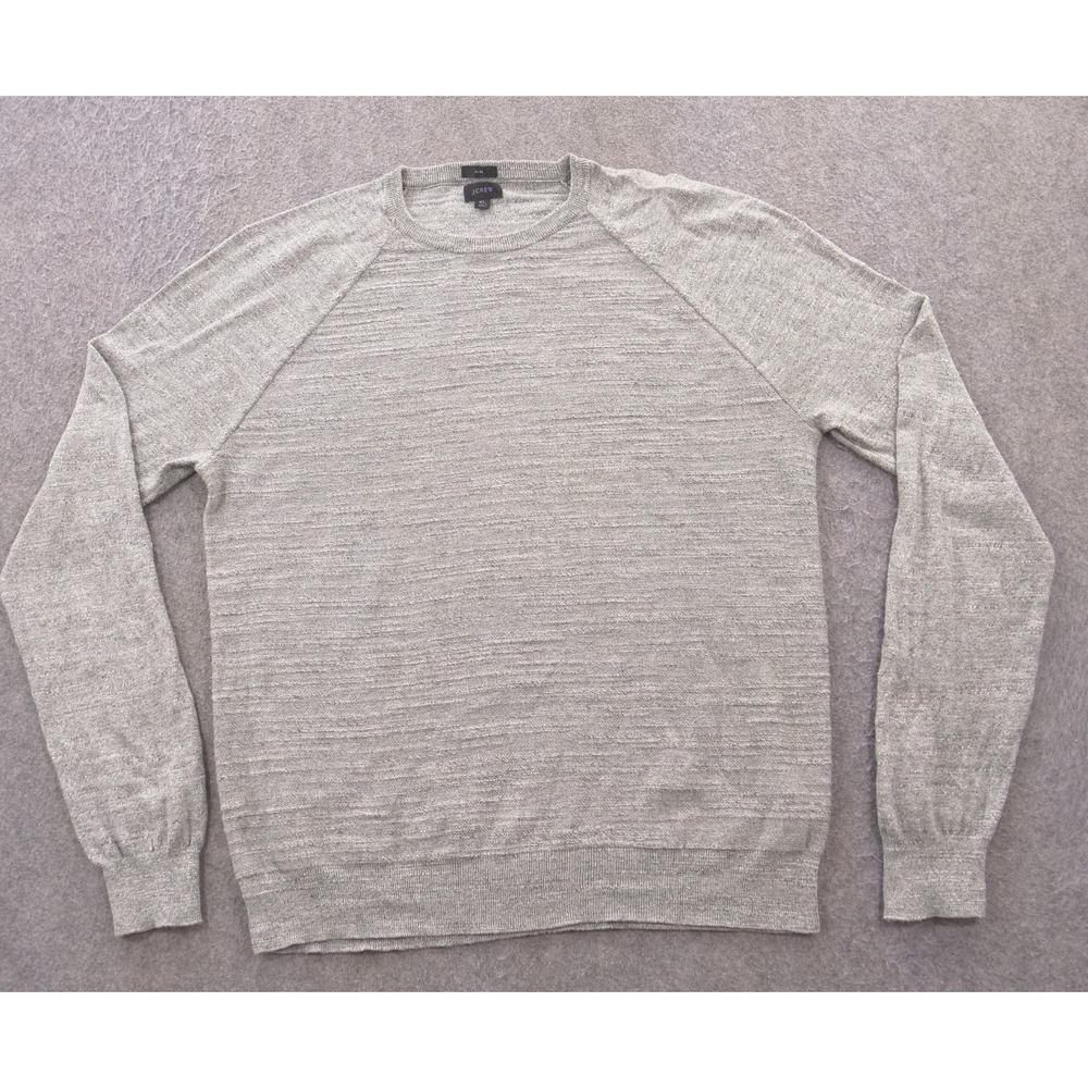 J Crew Sweater Mens Extra Large Gray Pullover Knit Long Sleeve Crew Neck